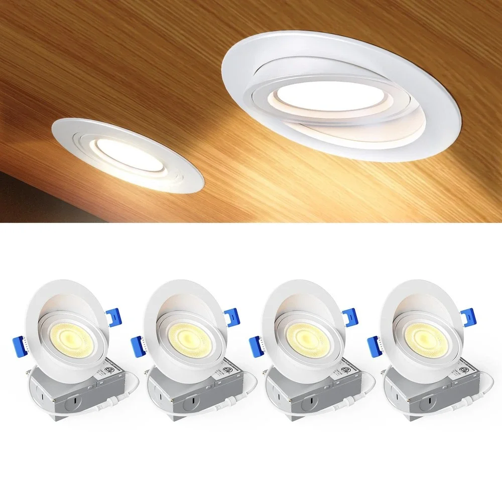 Ensenior 4 Pack 4 Inch LED Gimbal Recessed Light 5CCT Dimmable 900LM White 9W